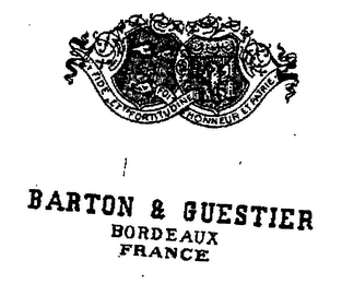 BARTON & GUESTIER FIDE ET FORTITUDINE FOI HONNEUR ET PATRIE BORDEAUX FRANCE