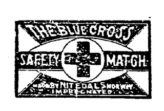 THE BLUE CROSS SAFETY MATCH MADE BY NITEDALS NORWAY IMPREGNATED