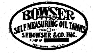 BOWSER SELF MEASURING OIL TANKS S.F. BOWSER & CO. INC. FORT WAYNE, IND. U.S.A.