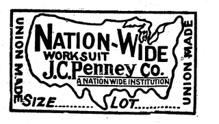 NATION-WIDE WORKSUIT J.C. PENNEY CO. A NATION WIDE INSTITUTION UNION MADE SIZE...LOT...