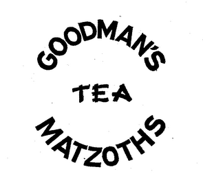 GOODMAN'S TEA MATZOTHS trademark