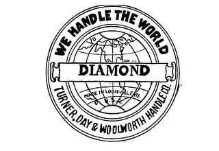 WE HANDLE THE WORLD DIAMOND MADE IN LOUISVILLE KY. USA TURNER, DAY & WOOLWORTH HANDLE CO.