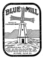 BLUE MILL NORWEGIAN SARDINES IN PURE OLIVE OIL PACKED AT STAVANGER NORWAY