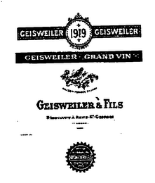 GEISWEILER-GRAND VIN GEISWEILER 1919 GEISWEILER & FILS MAISON FONDEE EN 1804 NEGOCIANTS AN NUITS-ST. GEORGES FRANCE BOURGOGNE