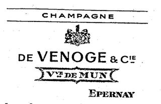 CHAMPAGNE DE VENOGE & CIE VVE DE MUN C E PERNAY