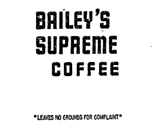 BAILEY'S SUPREME COFFEE LEAVES NO GROUNDS FOR COMPLAINT