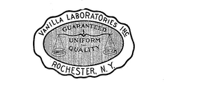 VANILLA LABORATORIES INC. ROCHESTER N.Y.GUARENTEED UNIFORM QUALITY