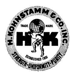 H.K. H. KOHNSTAMM & CO. INC. STRENGTH-UNIFORMITY-PURITY ESTABLISHED 1851