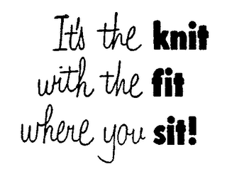 IT'S THE KNIT WITH THE FIT WHERE YOU SIT!