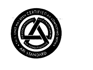 ARI STANDARD THE UNIT HAS BEEN CERTIFIED AS COMPLYING WITH. AIR CONDITIONING