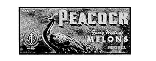 TURLOCK FRUIT CO. PEACOCK FANCY WESTSIDE MELONS PRODUCE OF U.S.A. TURLOCK, CALIFORNIA trademark