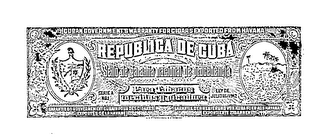 REPUBLICA DE CUBA CUBAN GOVERNMENT'S WARRANTY FOR CIGAARS EXPORTED FROM HAVANA SELLO DE GARANTIA NACIONAL DE PROCEDENCIA PARA TA trademark
