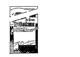 DE BRON VAN P BOKMA DISTILLATEUR LEEUWA RDEN trademark