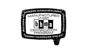 BUILDERS HARDWARE MANUFACTURERS ASSOCIATION CABINET HARDWARE BTD 201 BHMA MANUFACTURED UNDER CERTIFICATION PROGRAM