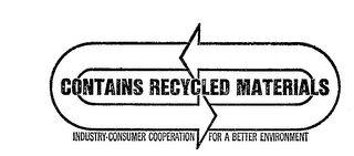 CONTAINS RECYCLED MATERIALS INDUSTRY-CONSUMER COOPERATION FOR A BETTER ENVIRONMENT