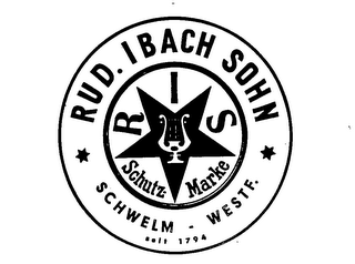 RUD. IBACH SOHN RIS SCHUTZ MARKE SCHWELM-WESTF. SEIT 1794