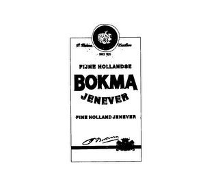 P BOKMA DISTILLERS FIJNE HOLLANDSE JENEVER FINE HOLLAND JENEVER SINCE 1826