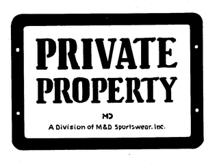 PRIVATE PROPERTY MD A DIVISION OF M&D SPORTSWEAR, INC. trademark