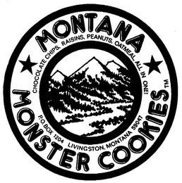 MONTANA MONSTER COOKIES CHOCOLATE CHIPS, RAISINS, PEANUTS, OATMEAL, ALL IN ONE]
