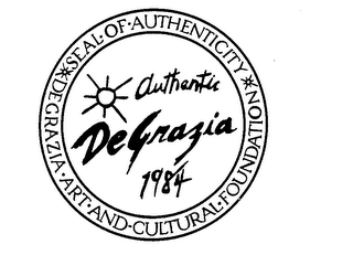 DEGRAZIA ART AND-CULTURAL FOUNDATION SEAL OF AUTHENTICITY AUTHENTIC DEGRAZIA 1984