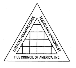 LICENSED MANUFACTURER TESTED AND APPROVED BY TILE COUNCIL OF AMERICA, INC.