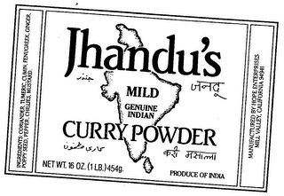 JHANDU'S MILD GENUINE INDIAN CURRY POWDER