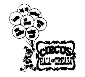 CIRCUS HALL OF CREAM ICE CREAM JUMBO BIG TOP SUNDAES CIRCUS DOG MIDGET MEAL RING MASTER