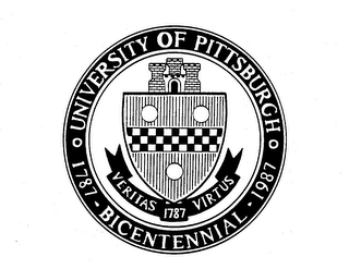 UNIVERSITY OF PITTSBURGH BICENTENNIAL 1787 1987 VERITAS ET VIRTUS