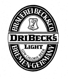 DRIBECK'S LIGHT BRAUEREI BECK & CO BREMEN GERMANY LOW CALORIE BEER