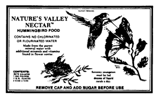 NATURE'S VALLEY NECTAR HUMMINGBIRD FOOD