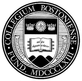 COLLEGIUM BOSTONIENSE FUND. MDCCCLXIII RELIGIONI ET BONIS ARTIBUS