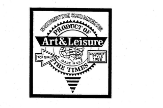 NATIONWIDE CLUB MEMBER ART & LEISURE PRODUCT OF THE TIMES TOP QUALITY GARMENT STYLE 1988