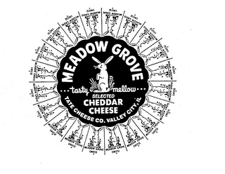 MEADOW GROVE... TASTY MELLOW ... SELECTED CHEDDAR CHEESE TATE CHEESE CO. VALLEY CITY, IL MEADOW GROVE CHEESE