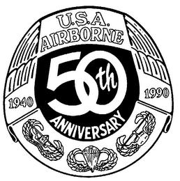 U.S.A. AIRBORNE 50TH ANNIVERSARY 1940 1990 trademark