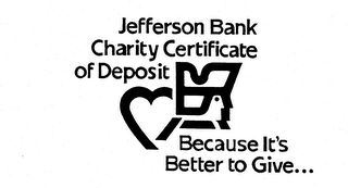 JEFFERSON BANK CHARITY CERTIFICATE OF DEPOSIT BECAUSE IT'S BETTER TO GIVE...