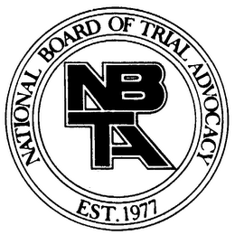 NBTA NATIONAL BOARD OF TRIAL ADVOCACY EST.1977 trademark