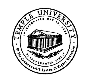 TEMPLE UNIVERSITY OF THE COMMONWEALTH SYSTEM OF HIGHER EDUCATION INCORPORATED MAY 12, 1888 PERSEVERANTIA VINCIT