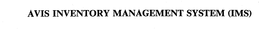 AVIS INVENTORY MANAGEMENT SYSTEM (IMS) trademark