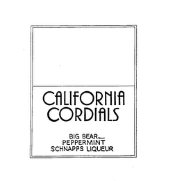 CALIFORNIA CORDIALS BIG BEAR BRAND PEPPERMINT SCHNAPPS LIQUEUR