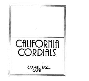 CALIFORNIA CORDIALS CARMEL BAY BRAND CAFE