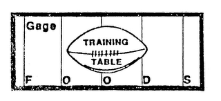 GAGE TRAINING TABLE FOODS