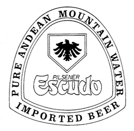 PURE ANDEAN MOUNTAIN WATER IMPORTED BEER PILSENER ESCUDO