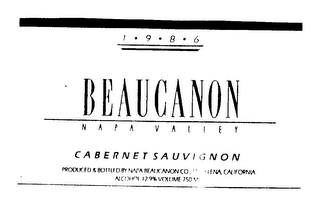 1986 BEAUCANON NAPA VALLEY CABERNET SAUVIGNON