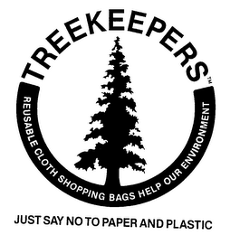 TREEKEEPERS REUSABLE CLOTH SHOPPING BAGS HELP OUR ENVIRONMENT JUST SAY NO TO PAPER AND PLASTIC