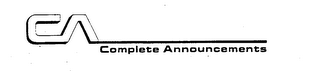 CA COMPLETE ANNOUNCEMENTS