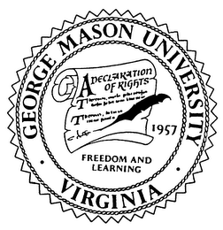 GEORGE MASON UNIVERSITY VIRGINIA FREEDOM AND LEARNING