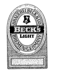 BECK'S LIGHT BRAUEREI BECK & CO BREMEN GERMANY