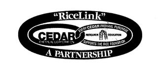 "RICELINK" CEDAR CHEMICAL CORPORATION EVERY CEDAR PROPANIL PURCHASE RESEARCH EDUCATION SUPPORTS THE RICE FOUNDATION A PARTNERSHIP