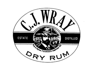 C.J. WRAY DRY RUM ESTATE DISTILLED WRAY & NEPHEW FOUNDER ESTABLISHED 1825