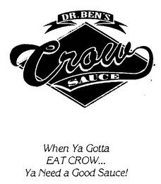 DR. BEN'S CROW SAUCE WHEN YA GOTTA EAT CROW... YA NEED A GOOD SAUCE!